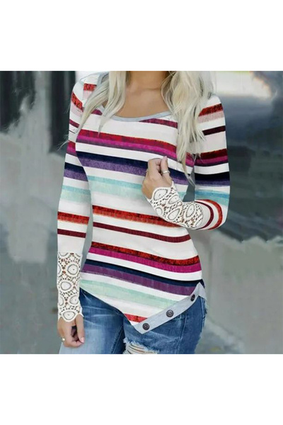 dorbe Women's Multicolor Striped Long Sleeve T-Shirt