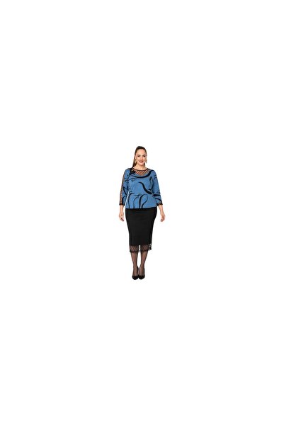 MISS DALIDA Short Boucle Suit for Occasions, Blue and Black, Brand