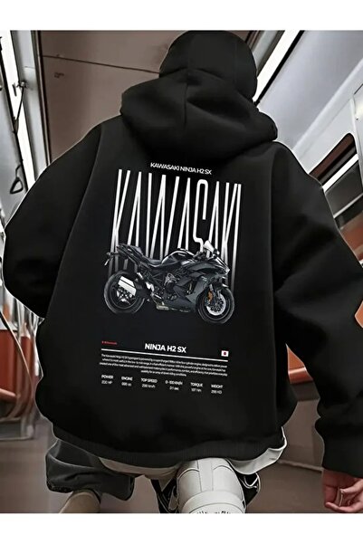 LOTS MODA Oversize Fermuarlı Kar Maskeli Hoodie – Unisex