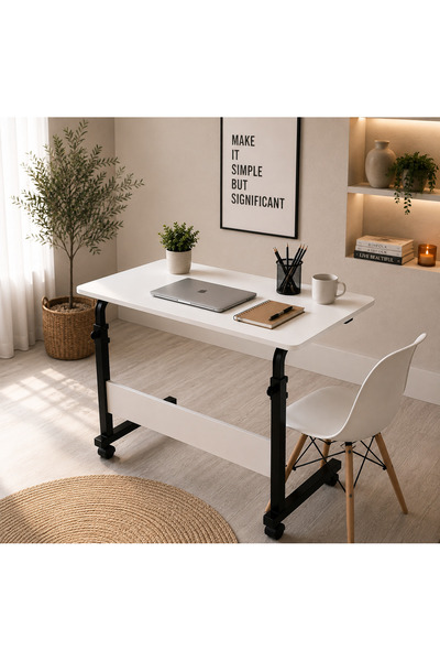 Homedora Loren Laptop Sehpası 70x40 cm – Tekerlekli Modern Bilgisayar ve Çalı...