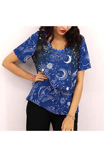 dorbe Women's Round Neck Short Sleeve Blouse