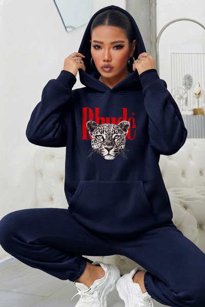 uyguntarz Unisex Rhude Printed Oversize Hoodie Hooded Sweatshirt