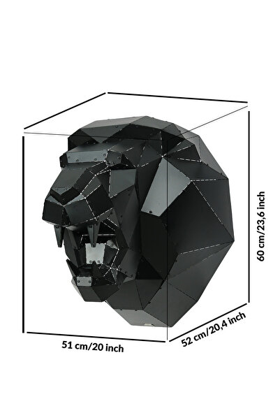 Oduman Design Aslan Kafası Metal Duvar Heykeli – Büyük Boy – Mat Siyah