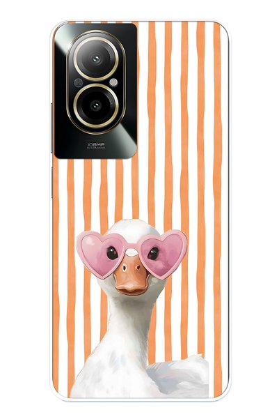 FLAMENKO Realme 12 Lite Compatible Transparent Phone Case with Heart Glasses ...