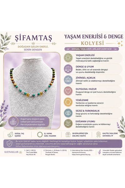 ŞİFAMTAŞ قلادة من الحجر الطبيعي لطاقة الحياة والتوازن