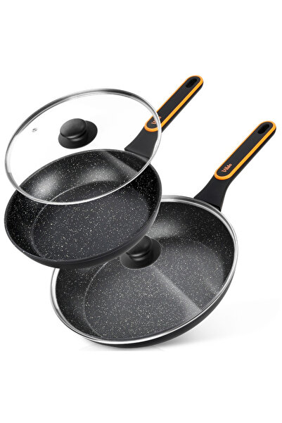 Vilde TERRUNA 24 / 28 cm set de 2 tigăi din granit cu capace de sticlă