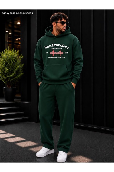 caddekombin Men's San Francisco Golden Gate Bridge Printed Tracksuit Set / Ho...