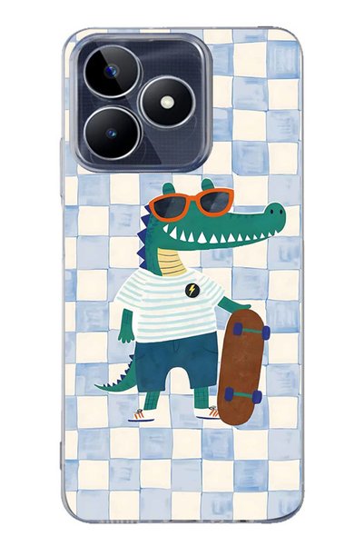 FLAMENKO Realme Note 50 4g Compatible Cool Crocodile Pattern Transparent Phon...