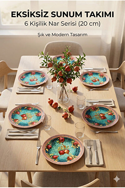 MGEStore Set de 6 farfurii pentru prăjituri din seria Nar Garden, farfurie pe...