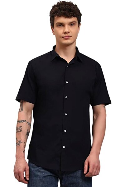 styleville.in Men's Casual Cotton Solid Color Shirt, Short Sleeve Regular Fit...
