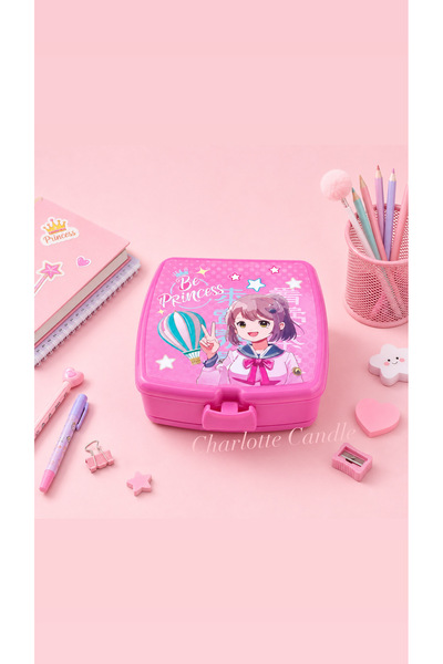 Charlotte Candle Prensesli Kare Model Kendinden Çatal Kaşıklı 4 Bölmeli 2 Kat...