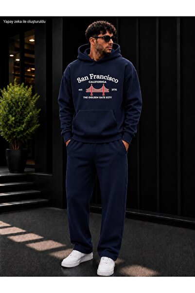 caddekombin Men's San Francisco Golden Gate Bridge Printed Tracksuit Set / Ho...