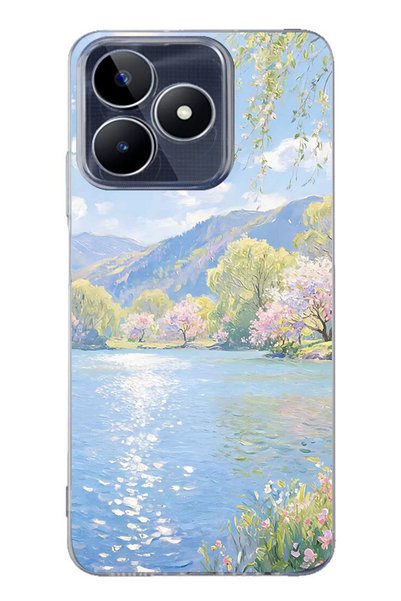 FLAMENKO Realme Note 50 4g Compatible Monet Style Lake Landscape Pattern Tran...
