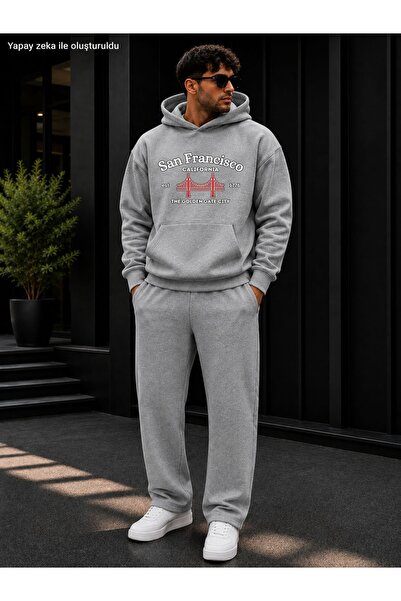 caddekombin Men's San Francisco Golden Gate Bridge Printed Tracksuit Set / Ho...