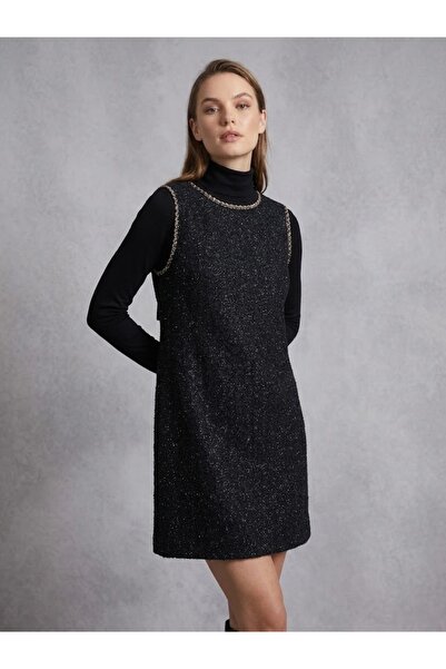 Ekol Silvery Tweed Gilet Dress 5909