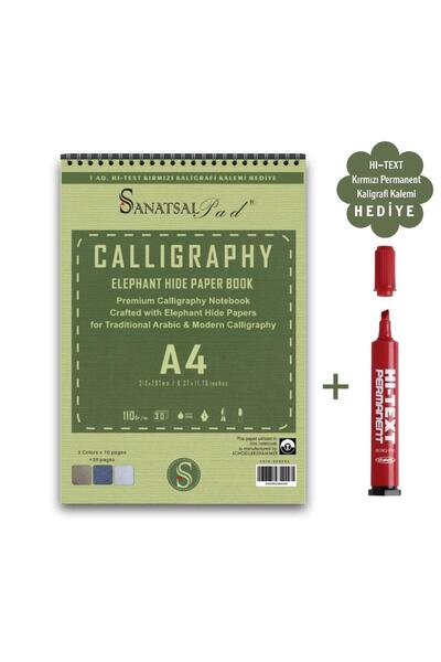 sanatsalpad Sanatsal Pad Fil Kağıdı Kaligrafi Defteri 110 gr A4 3 Renk 30 Yap...