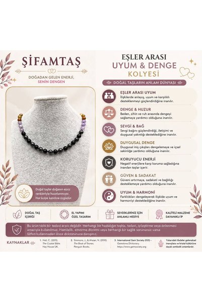 ŞİFAMTAŞ قلادة من الحجر الطبيعي للتناغم والتوازن بين الزوجين