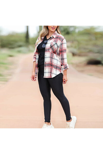 dorbe Women's Pink Plaid Shirt
