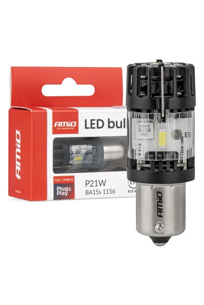 AMIO Λάμπες LED τύπου P21W βάσης BA15s, τάση λειτουργίας 12V, ισχύς 66W (4800...