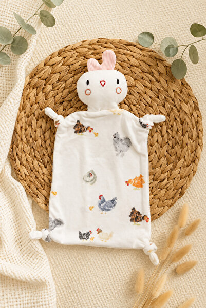Beniizle Ruffle Collar Chicken Detailed Baby Girl Romper and Sleep Buddy Set with Booties