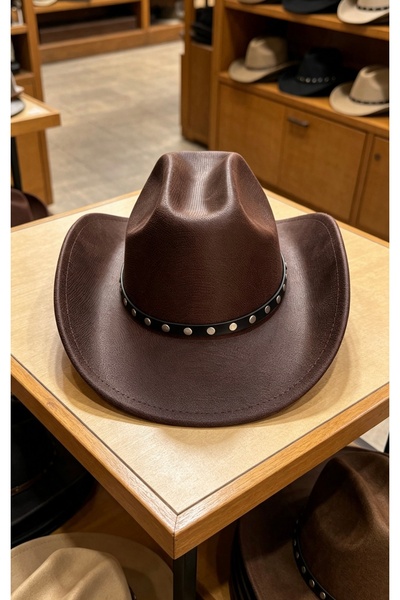 Gigi Luxe Erkek Kovboy Şapkası Keçe Western Deri Bantlı