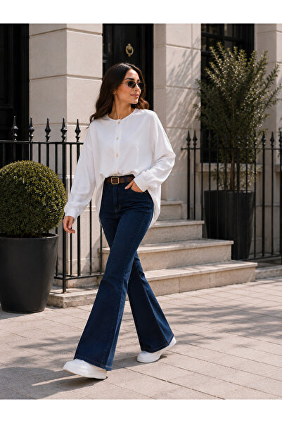 efruz butik Women's high-waisted spanish style denim jeans