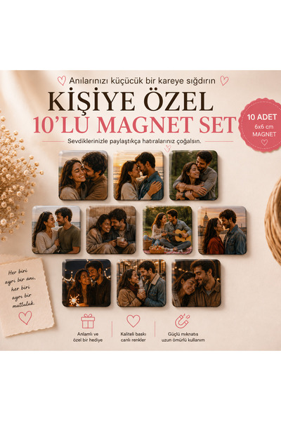 ElyNowa Kişiye Özel Fotoğraflı Magnet 10’lu Set – 6x6 cm Kendi Fotoğraflarını...