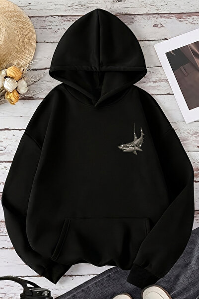 uyguntarz Unisex Kopekbaligi Printed Oversize Hoodie Hooded Sweatshirt