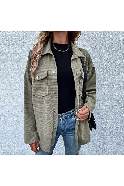 dorbe Women's Olive Green Oversized Shirt