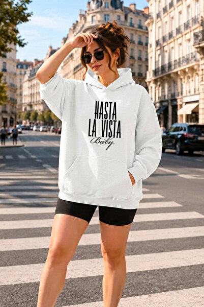 uyguntarz Unisex Hastavısta Printed Oversize Hoodie Hooded Sweatshirt