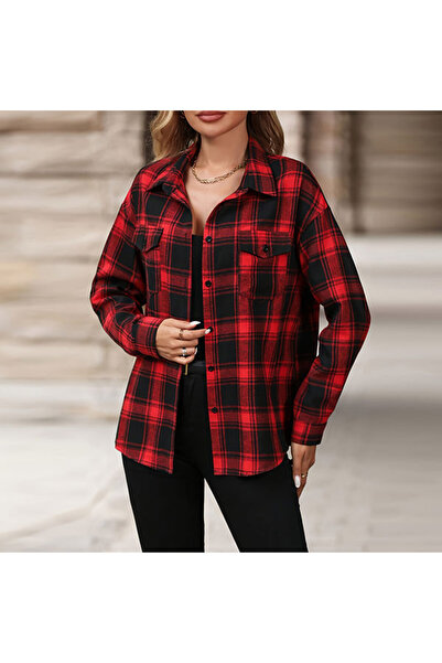 dorbe Women's Red Oversized Shirt