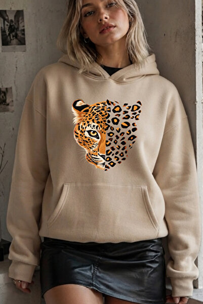 uyguntarz Unisex Leokaplan Printed Oversize Hoodie Hooded Sweatshirt