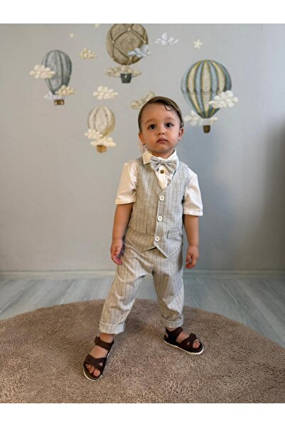 favorimkids Short-Sleeved Milano Striped Boys' 4-Piece Vest Set – Shirt, Pant...