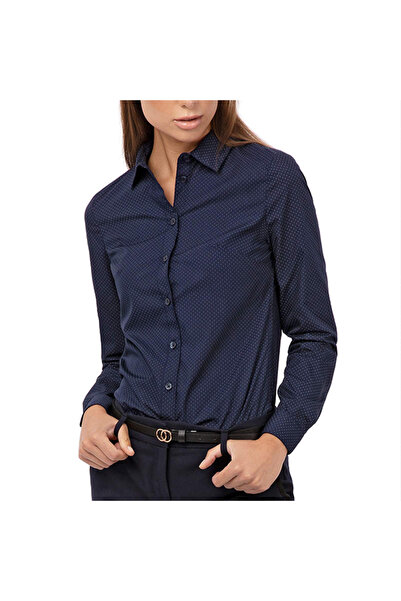 dorbe Women's Dark Blue Polka dot Shirt