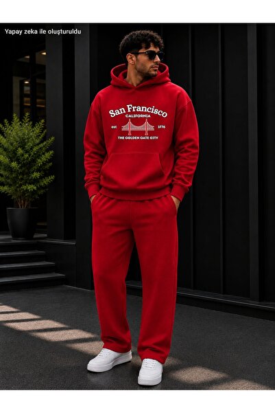 caddekombin Men's San Francisco Golden Gate Bridge Printed Tracksuit Set / Ho...