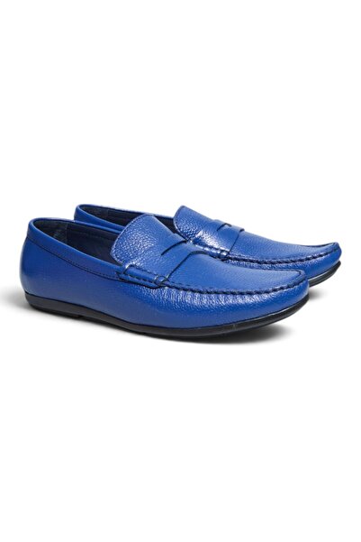 FRANCO CALVANI Dark Blue Floter Dark Blue Color Laceless Genuine Leather Men'...