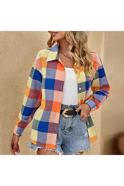 dorbe Women's Yellow Plaid Shirt