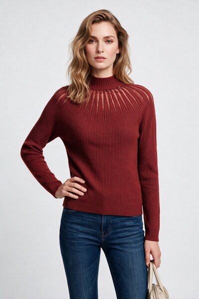 ON Turtleneck Tulle Detailed Knitwear Sweater