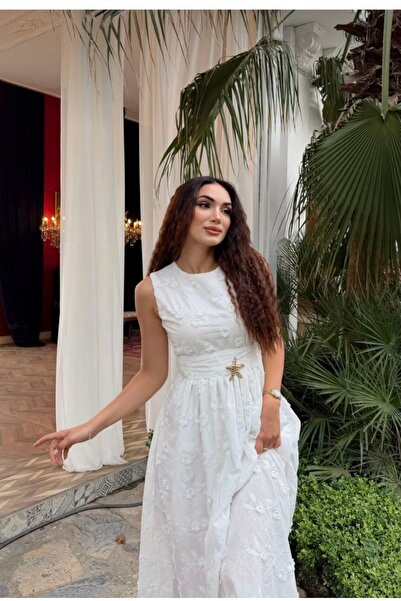Asmil Çiçek Baskılı Midi Boy Astarlı Elbise