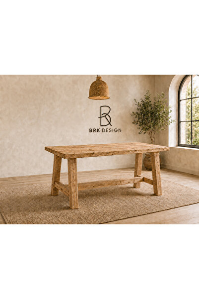 BRK Design Rustik Destekli Doğal Çam Yemek Masası 80x120_B1-02