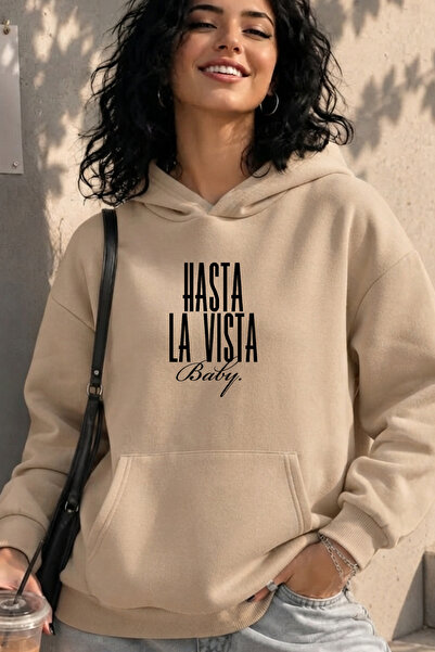 uyguntarz Unisex Hastavısta Printed Oversize Hoodie Hooded Sweatshirt