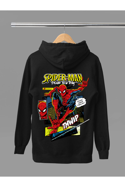 MAGORS Spider Man Printed Cotton Long Sleeved 3-Yarn Hooded Sweatshirt