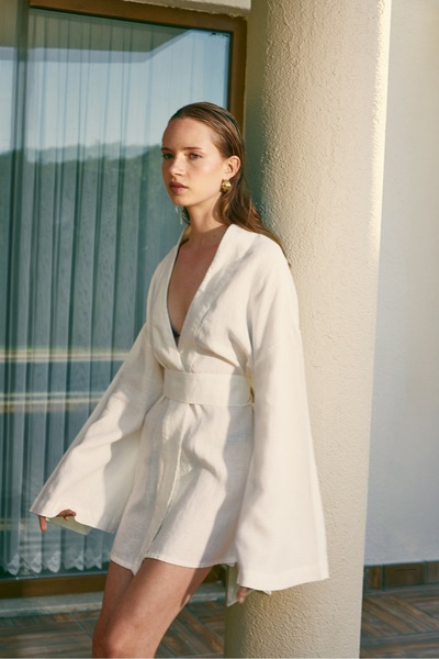 GIÉ %100 Keten Kısa Kimono