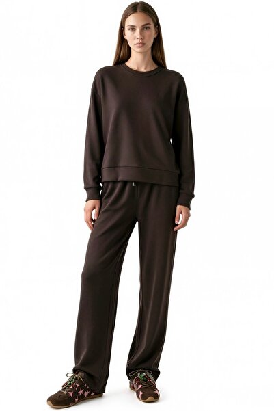 Hiccup Modal Touch Basic Sweatshirt & Wide Leg Pants Two-Piece Set