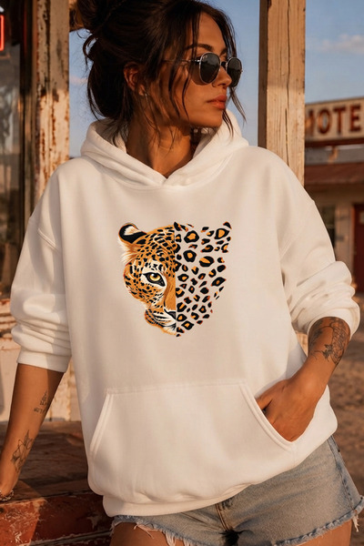 uyguntarz Unisex Leokaplan Printed Oversize Hoodie Hooded Sweatshirt