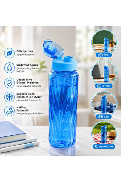 QesQin 500 ML Çocuk ve Günlük Kullanım Su Matarası – BPA İçermez, Sızdırmaz Kapaklı, Hafif ve Dayanıklı Suluk
