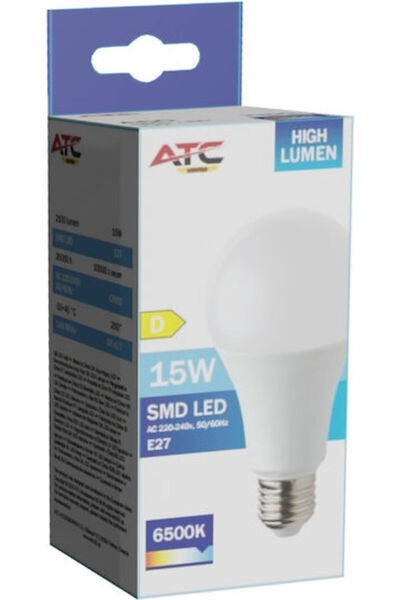 ATC Λάμπα LED 15W 123mm Για ντουί E27 και σχήμα A60 Ψυχρό Λευκό 2100lm Κωδικό...