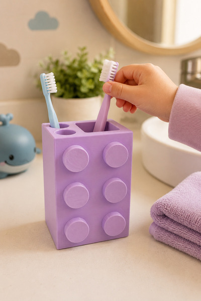WOWOLAB Blok Tasarımlı Diş Fırçalık Diş Macunu Standı 3D Baskı Organizer