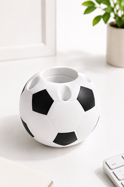 AUTO EMPIRE Suport pentru Pixuri și Creioane Minge de Fotbal, Plastic, Alb-Ne...