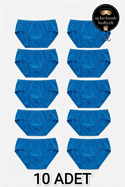 Seher Yıldızı 10-Pack Saks Blue 100% Cotton Men's Briefs - with Sleep Band Gi...